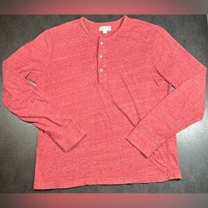 J. Crew Knit Goods Men's Size M Red Heathered Long Sleeve Henley Shirt